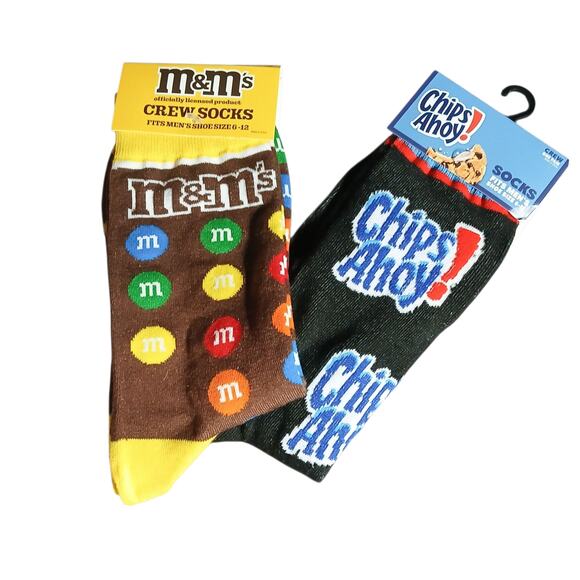 Odd Sox New Novelty M&Ms and Chips Ahoy crew socks - Picture 1 of 9